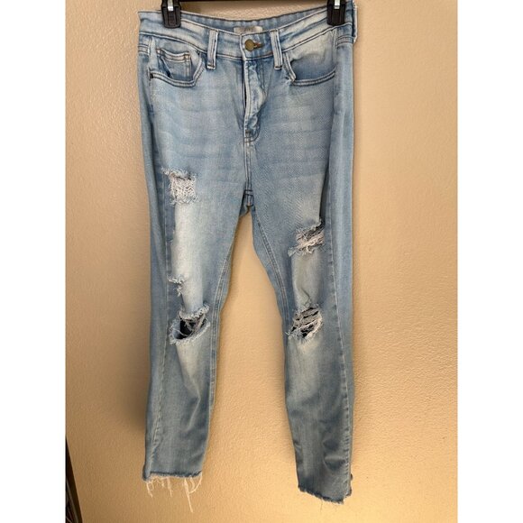 ZILI Womens Distressed Light Wash Skinny Jeans Size 27 Raw Hem Casual Denim - Picture 2 of 8